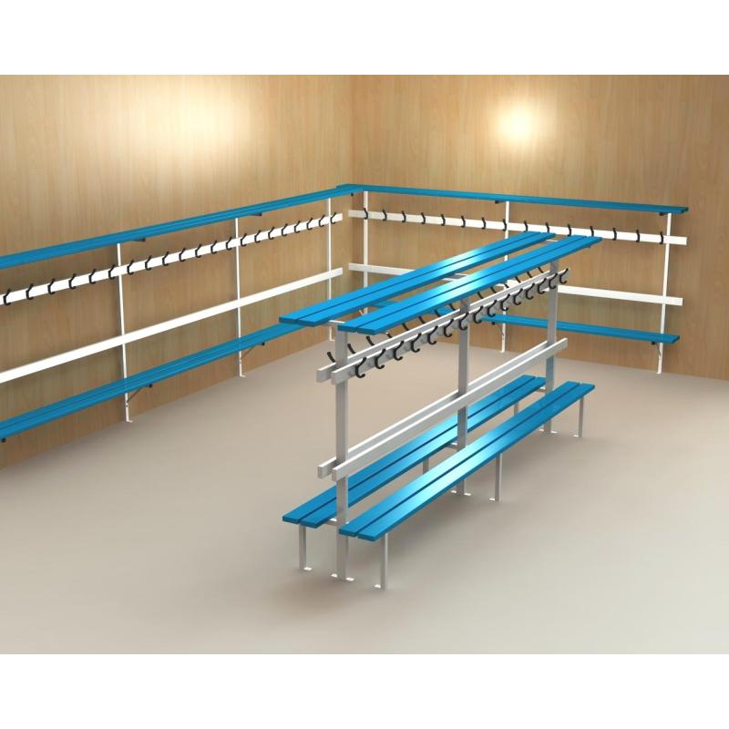 Banc vestiaires murale porte paquets / pateres - Matériel terrain - METALUPLAST- Clubs - Entreprises - Collectivités - Associations