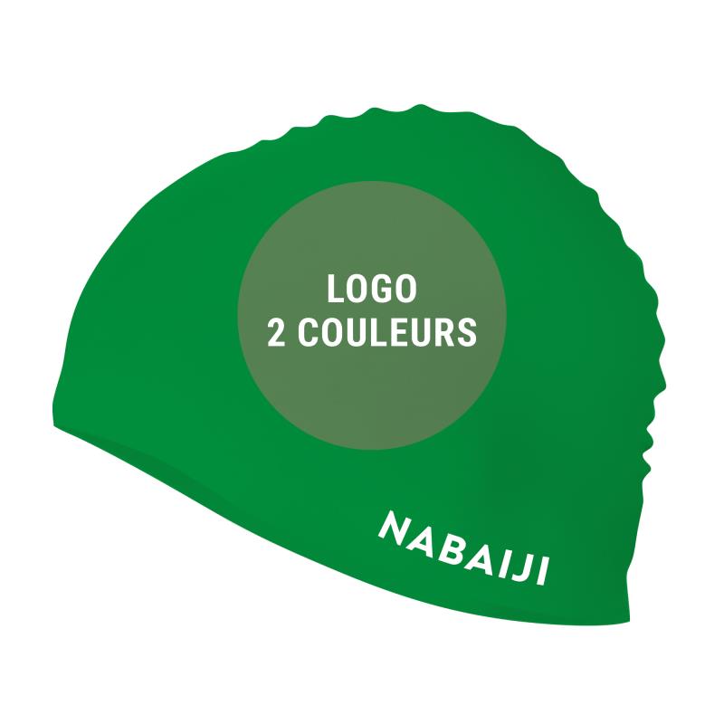 Bonnet de bain silicone vert personnalisé logo 2 couleurs - Natation - Nabaiji- Clubs - Entreprises - Collectivités - Associations