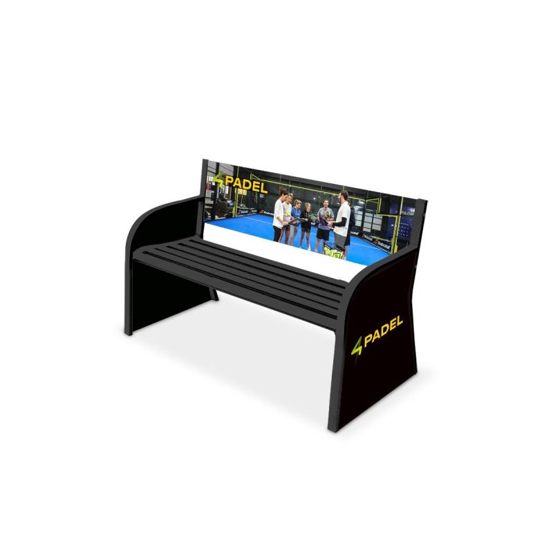Banc carrigton noir personnalisable en acier - Tennis - CARRINGTON- Clubs - Entreprises - Collectivités - Associations