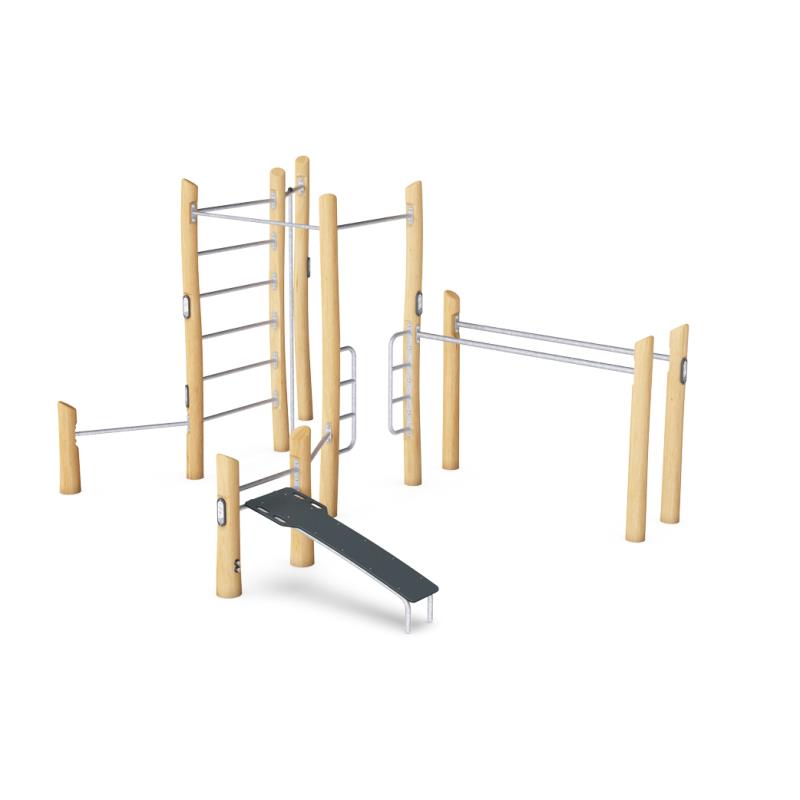 Circuit 5 postes bois - Fitness Extérieur - Kompan- Clubs - Entreprises - Collectivités - Associations