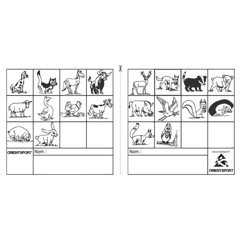 Lot de 50 cartons de controle course d orientation animaux - Orientsport