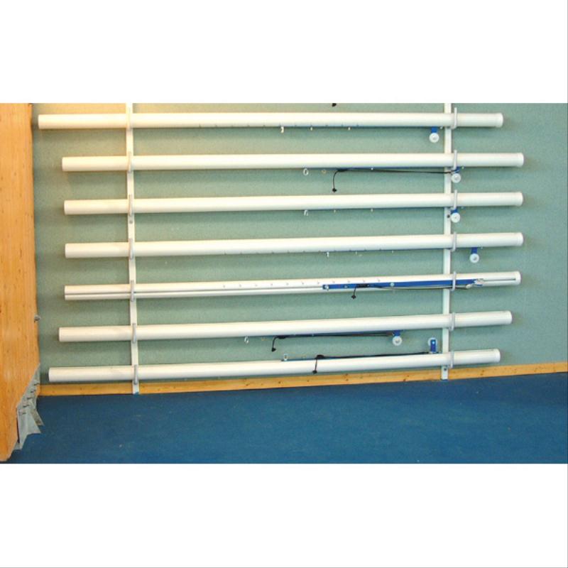 Ratelier mural poteaux de volley ball 4 paires - Volley-ball - METALUPLAST- Clubs - Entreprises - Collectivités - Associations