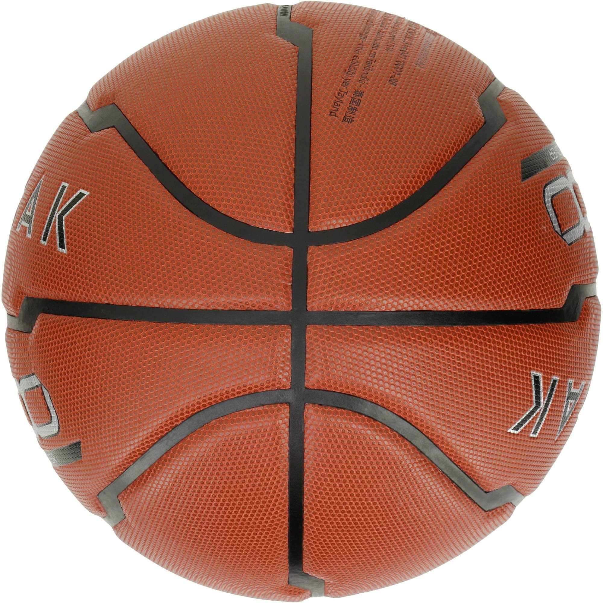 Ballon de basket femme B500 taille 6 marron. Cuir synthétique. Après 10 ans. Clubs