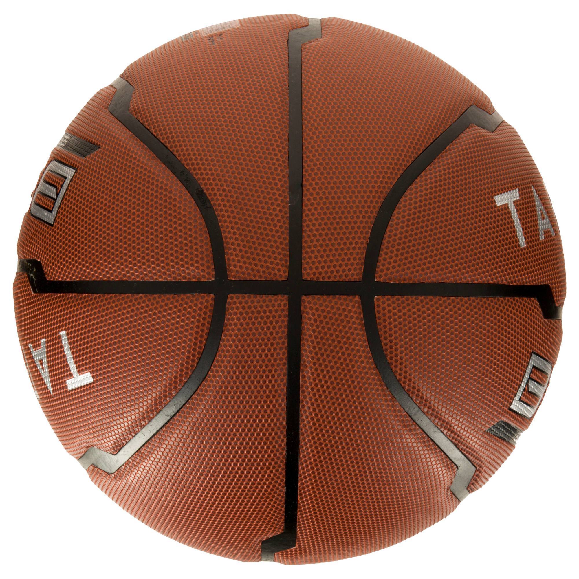 Ballon de basket femme B500 taille 6 marron. Cuir synthétique. Après 10 ans. Clubs