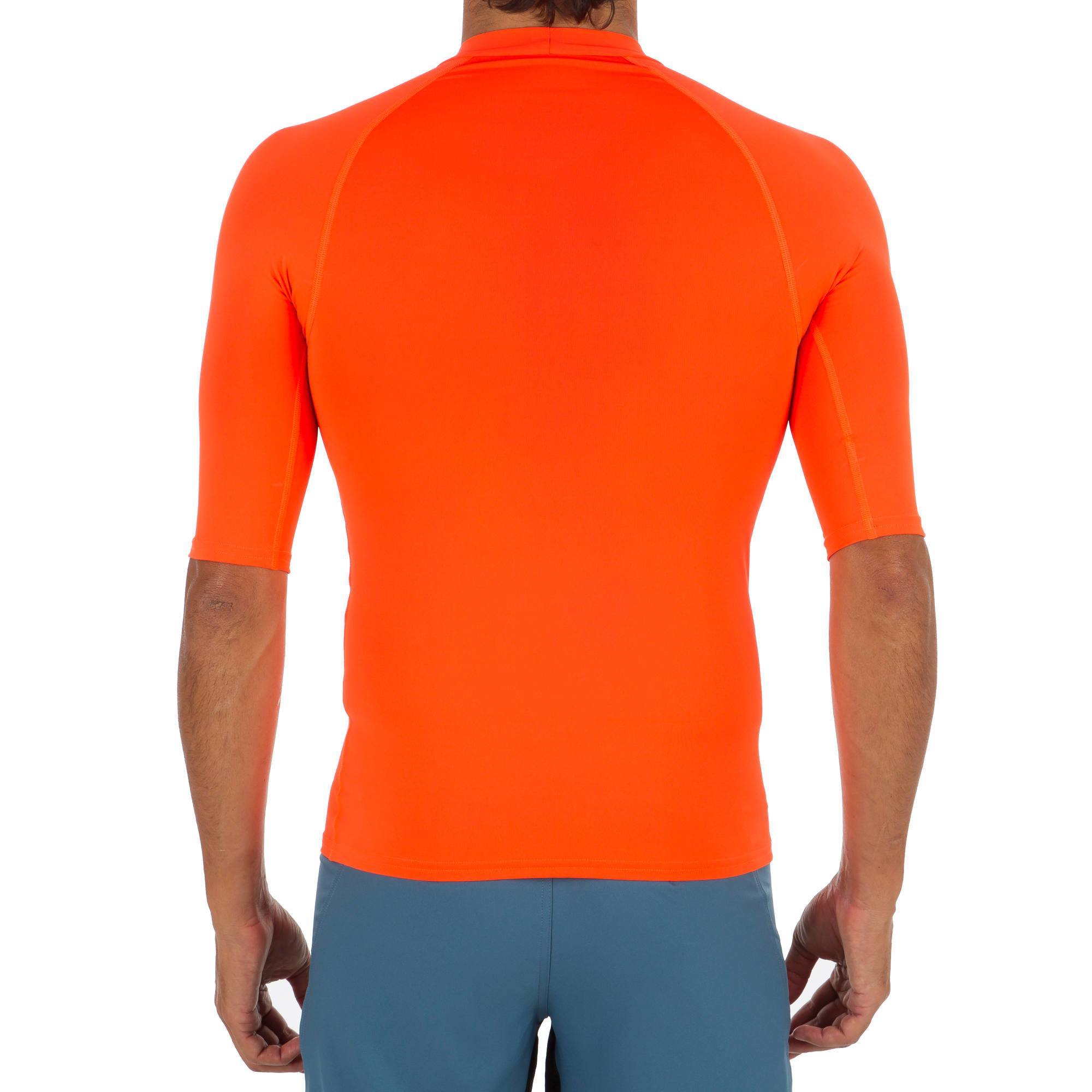 tee shirt anti uv surf top 100 manches courtes homme orange fluo