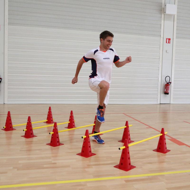 Kit 8 Cônes + 4 Barres RHINOS Sports - Obstacles Entraînement 22.5cm | Matériel Sport Football Athlétisme