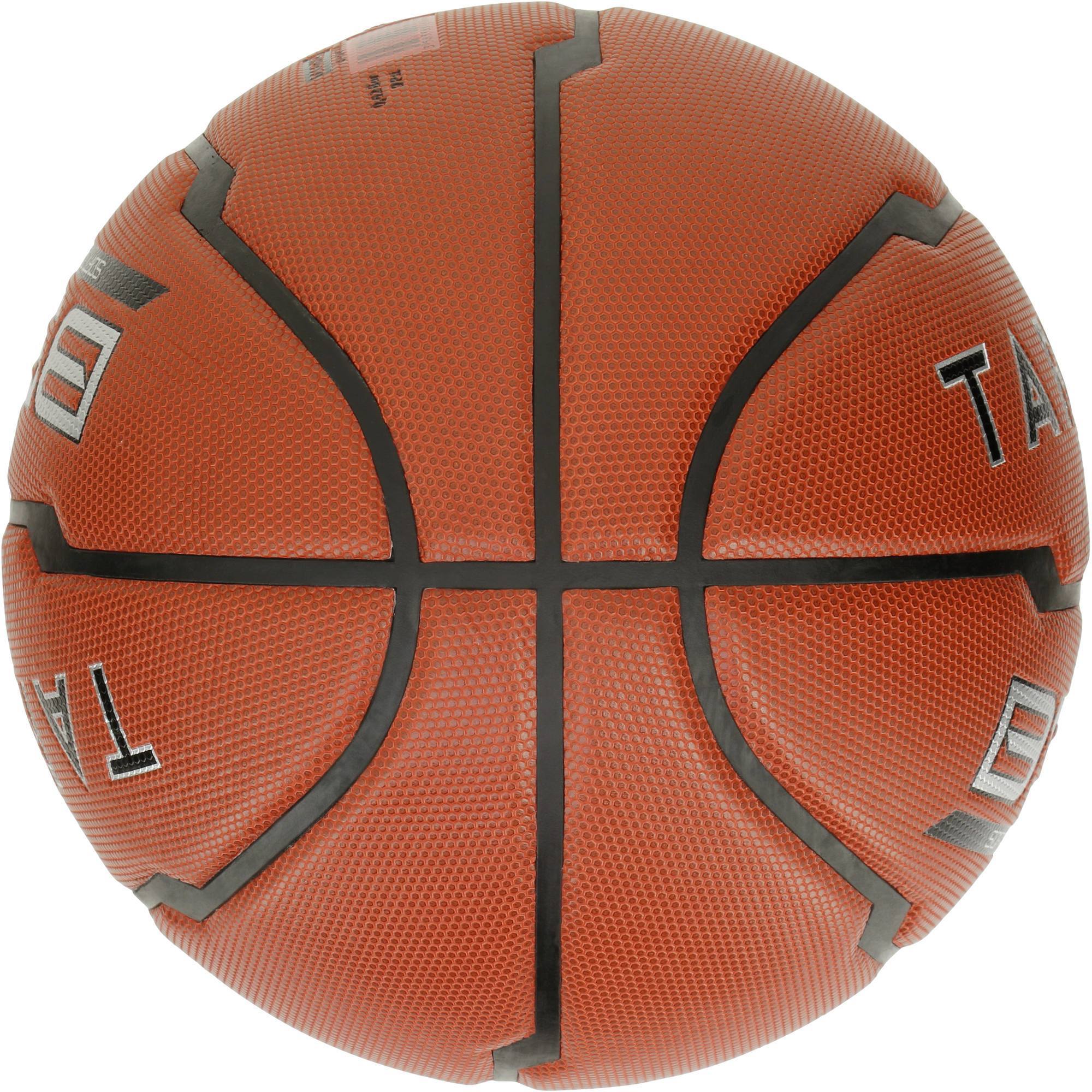 Ballon de basket femme B500 taille 6 marron. Cuir synthétique. Après 10 ans. Clubs