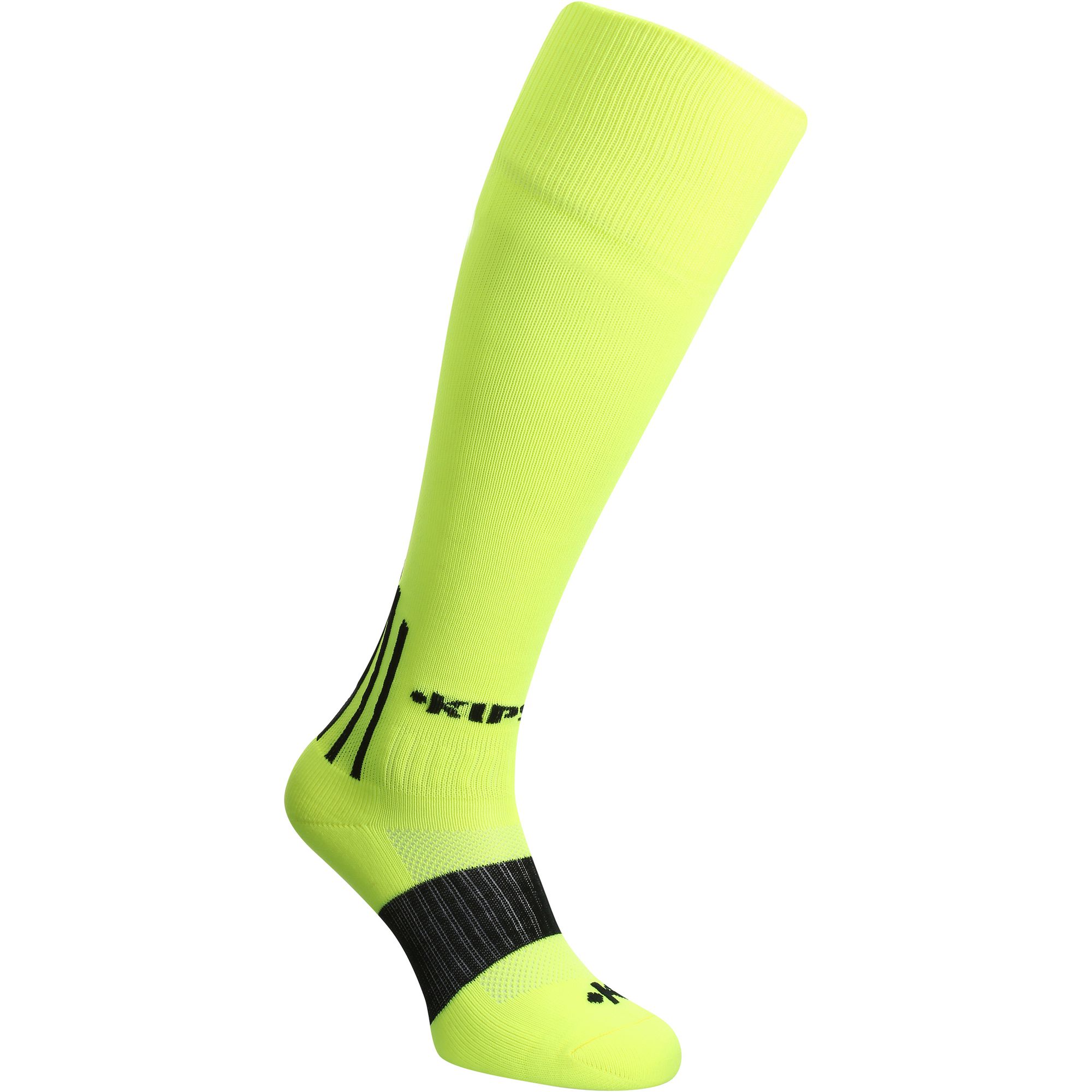 Chaussette de football adulte F500 jaune fluo et noire Clubs